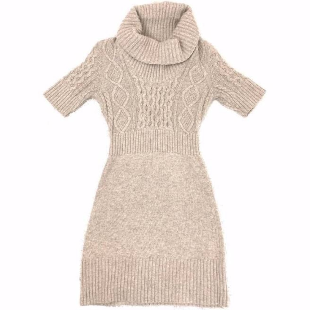 LOFT Cowl Neck Sweater Dress in beige